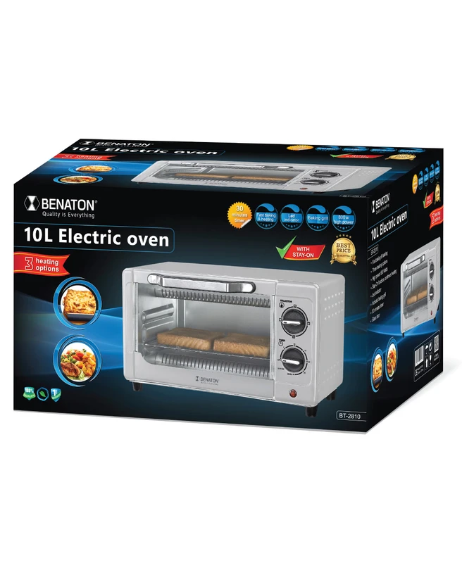 טוסטר אובן קומפקטי 10L עם 2 גופי חימום עוצמתיים BENATON BT-909 – תמונה 2