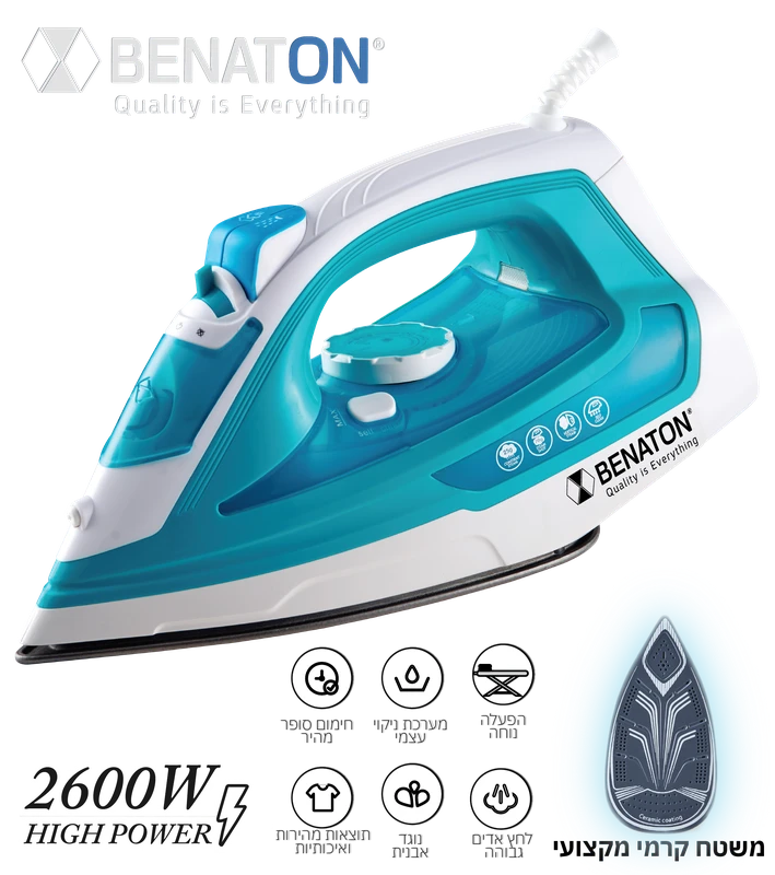 מגהץ מקצועי בלחץ אדים קרמי BENATON BT-2899 הספק 2600W