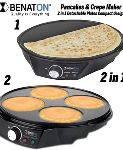 מכשיר להכנת פנקייקים + קרפים 2 ב-1 מולטיפונקציונלי - משטח נתיק קל לניקוי BT-1002