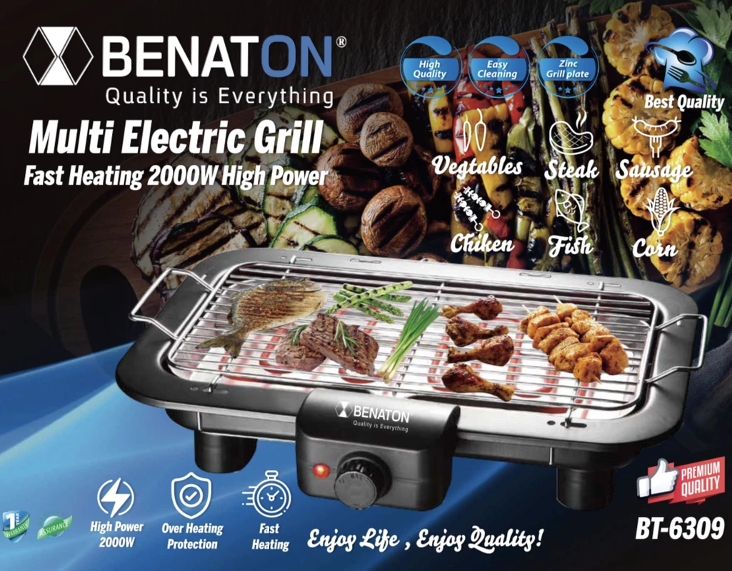 BT-6309 מנגל Multi Grill חשמלי ביתי מבית BENATON – תמונה 2