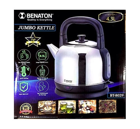 קומקום חשמלי ג'מבו 4.3 ליטר עשוי נירוסטה מבית BENATON – תמונה 2