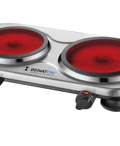 כיריים כפולות קרמיות 2000W + ידיות מתקפלות מבית BENATON דגם BT-1063