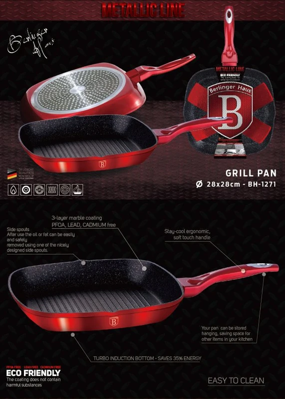 מחבת גריל איכותית BH-1613 Metallic – תמונה 4