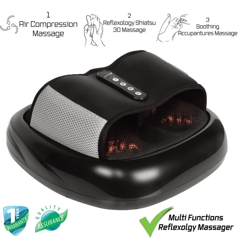 עיסוי שיאצו ונקישות 3D + לחץ כריות אוויר מתנפחות 3ב-1 MC-7380 מבית Medics-Care – תמונה 3