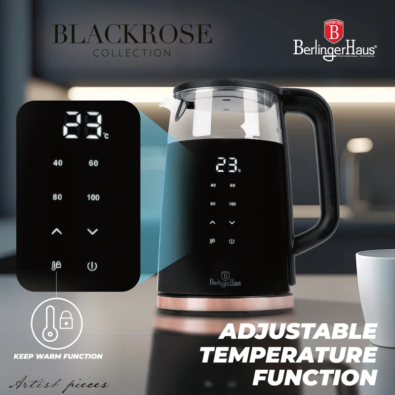 קומקום זכוכית חשמלי 1.7 ליטר Berlinger Haus Black Rose BH9477 – תמונה 6