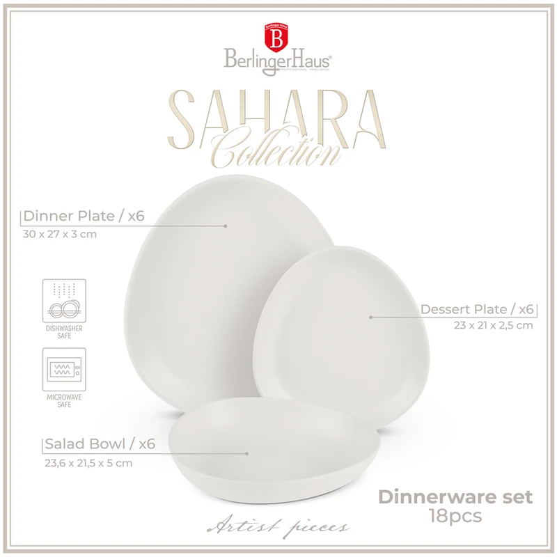 סט כלי אוכל 18 חלקים מקרמיקה BH10020 Berlinger Haus Stoneware – תמונה 5
