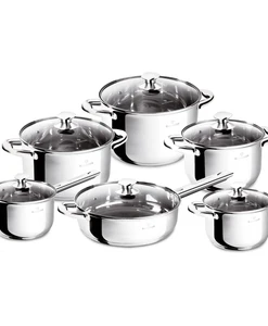 סט סירים ומחבתות נירוסטה  12 חלקים עם מכסים BL3875W Blaumann