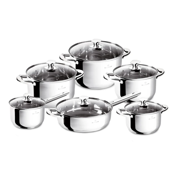 סט סירים ומחבתות נירוסטה 12 חלקים עם מכסים BL3875W Blaumann