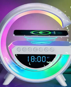 שעון רמקול Bluetooth עם תאורת LED חכמה וטעינה אלחוטית NY-5026