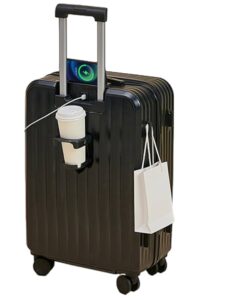 מזוודת טרולי קשיחה עם שקע USB ומחזיק כוס