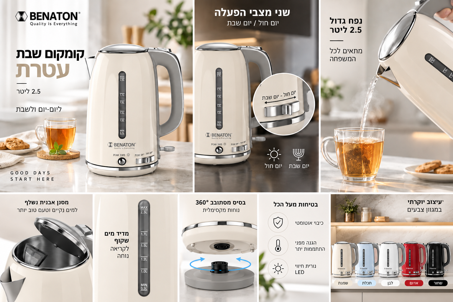 קומקום שבת ”עטרת” 2.5 ליטר BENATON – תמונה 7